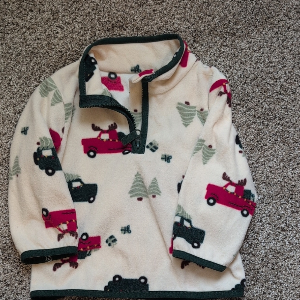 Kids Fleece Pullover with Red and Black Truck Print